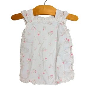 Edgehill Collection Baby Girls White Pink Floral Swiss Dot Bubble Romper 3M